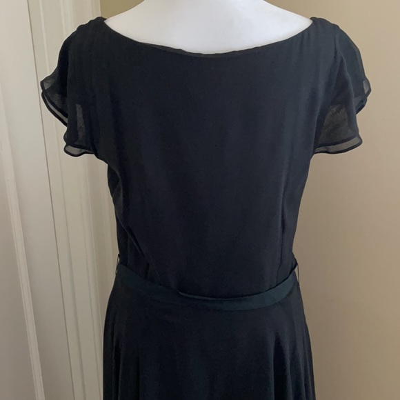 NWT Hobbs Black Silk Georgette cap sleeve dress 8 - Picture 7 of 14
